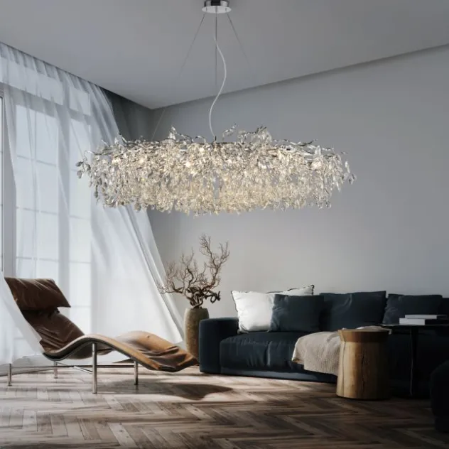 LED Kronleuchter Kristallanhänger chrom Pendelleuchte Schlafzimmer