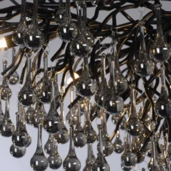 LED Kronleuchter schwarz Kristall Glasanhänger Pendelleuchte