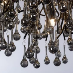 LED Kronleuchter schwarz Kristall Glasanhänger Pendelleuchte