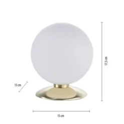 LED-Kugelleuchte, messing-matt, Touchdimmer, blendfrei, Opalglas