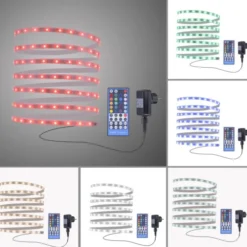 LED Lichtstreifen mehrfarbig 5 Meter mit Fernbedienung dimmbar RGB