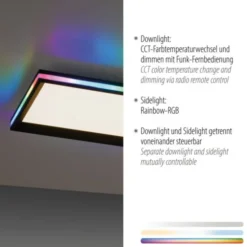 LED Panel, Deckenleuchte, flach,dimmbar, schwarz, mit RGB Laufbandumrandung