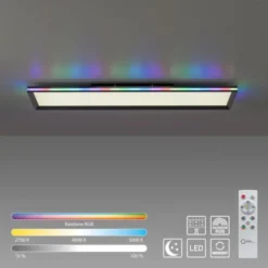 LED Panel, Deckenleuchte, flach,dimmbar, schwarz, mit RGB Laufbandumrandung