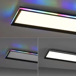 LED Panel, Deckenleuchte, flach,dimmbar, schwarz, mit RGB Laufbandumrandung