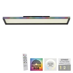 LED Panel, Deckenleuchte, flach,dimmbar, schwarz, mit RGB Laufbandumrandung