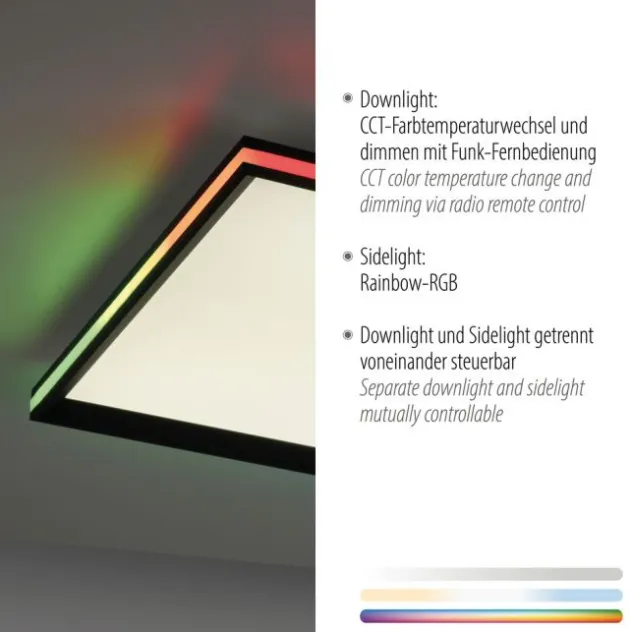 LED Panel, Deckenleuchte, schwarz, Fernbedienung, dimmbar