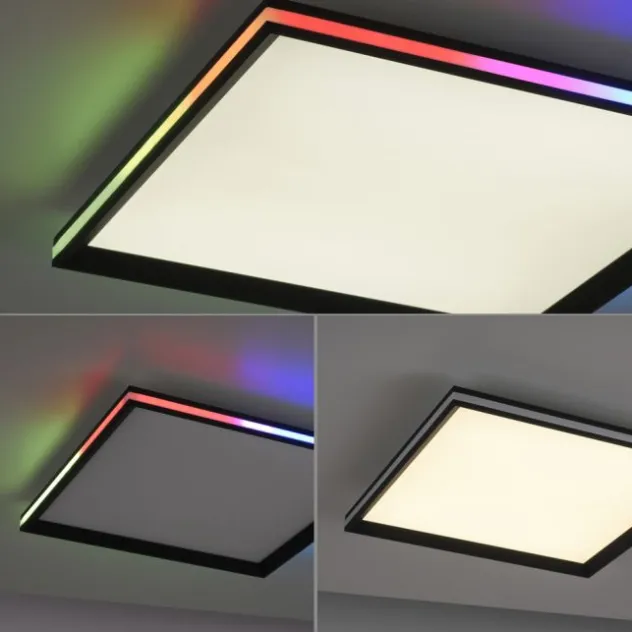 LED Panel, Deckenleuchte, schwarz, Fernbedienung, dimmbar