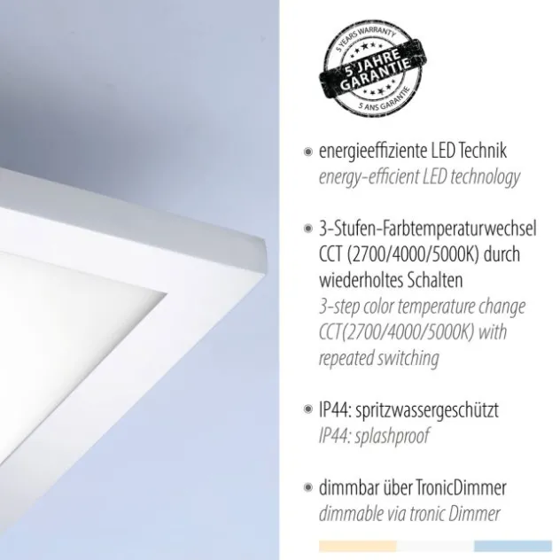 LED-Panel, Rahmen chrom , IP44, Badezimmer Panel, 45x45cm, CCT