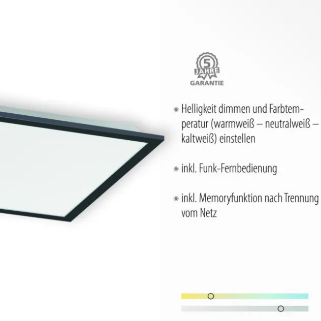 LED Panel, Rahmen schwarz, dimmbar, CCT Lichtfarbsteuerung, quadratisch