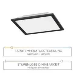 LED Panel, Rahmen schwarz, quadratisch, CCT, dimmbar, Memory Funktion