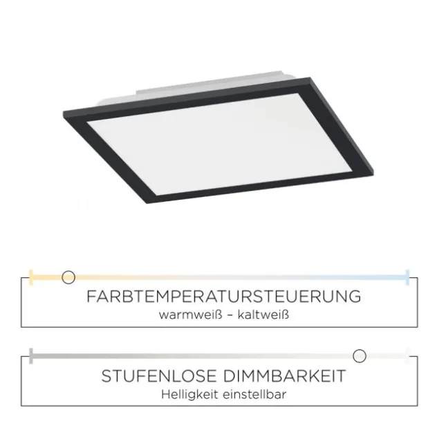 LED Panel, Rahmen schwarz, quadratisch, CCT, dimmbar, Memory Funktion
