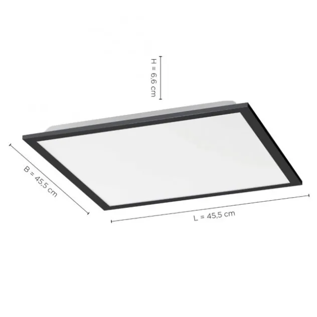 LED Panel, Rahmen schwarz, quadratisch, dimmbar, CCT, Fernbedienung, modern