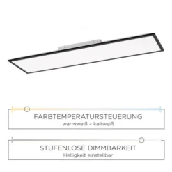 LED Panel, Rahmen schwarz, rechteckig, CCT, Fernbedienung, dimmbar, modern