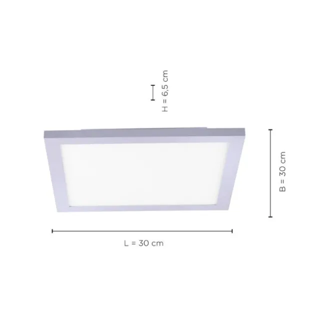 LED-Panel, silber, 30x30cm, quadratisch, schlicht, blendfrei, Flur, flach