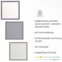 LED Panel, weiß, quadratisch, CCT Farbsteuerung, dimmbar, Fernbedienung