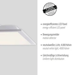 LED-Panel, weiß, 44,5x44,5cm, Bewegungsmelder, neutralweiß, quadratisch