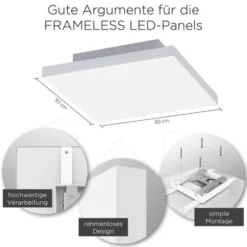 LED-Panel,weiß, 30x30cm, rahmenlos, CCT, Fernbedienung