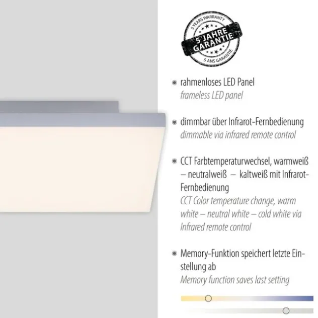 LED-Panel,weiß, 30x30cm, rahmenlos, CCT, Fernbedienung
