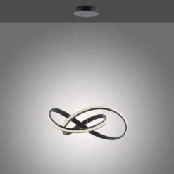 LED Pendellampe BRILLA schwarz geschwungen dimmbar Kristallglas Optik