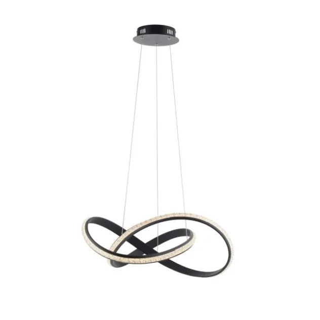 LED Pendellampe BRILLA schwarz geschwungen dimmbar Kristallglas Optik