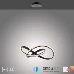 LED Pendellampe BRILLA schwarz geschwungen dimmbar Kristallglas Optik