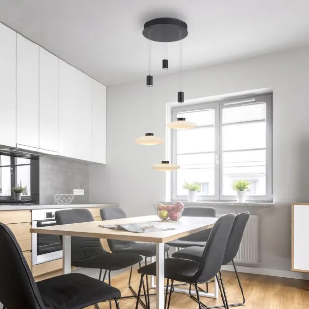 LED Pendellampe 3 flammig rund schwarz dimmbar höhenverstellbar