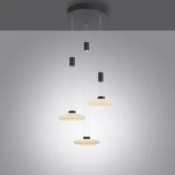 LED Pendellampe 3 flammig rund schwarz dimmbar höhenverstellbar