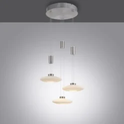 LED Pendellampe 3 flammig rund silber farbig dimmbar höhenverstellbar