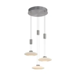 LED Pendellampe 3 flammig rund silber farbig dimmbar höhenverstellbar