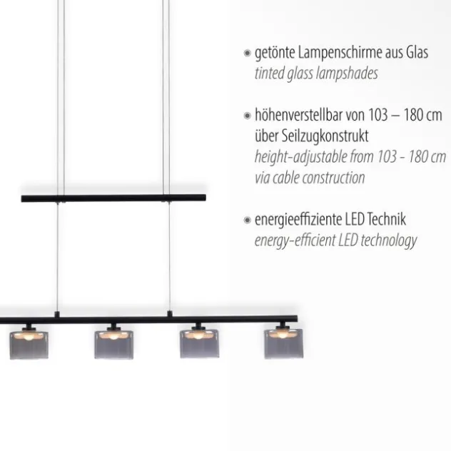 LED Pendellampe schwarz 5 flammig höhenverstellbar Esstischlampe