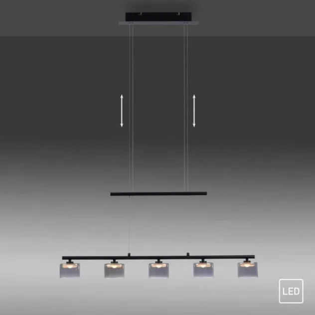 LED Pendellampe schwarz 5 flammig höhenverstellbar Esstischlampe