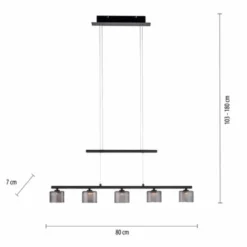 LED Pendellampe schwarz 5 flammig höhenverstellbar Esstischlampe