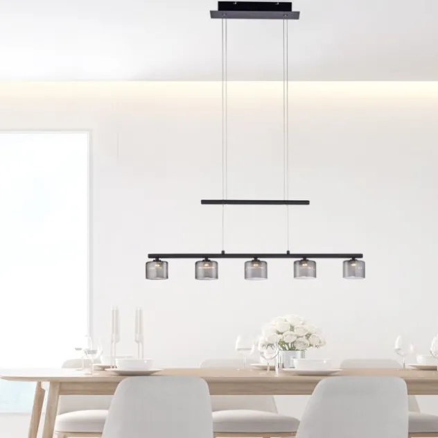 LED Pendellampe schwarz 5 flammig höhenverstellbar Esstischlampe