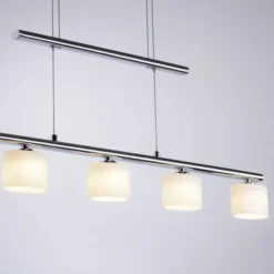 LED Pendellampe silberfarbig 5 flammig höhenverstellbar Esstischlampe