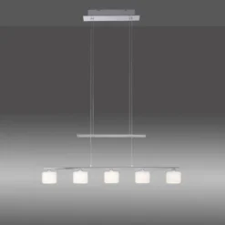 LED Pendellampe silberfarbig 5 flammig höhenverstellbar Esstischlampe