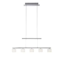LED Pendellampe silberfarbig 5 flammig höhenverstellbar Esstischlampe