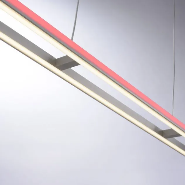LED-Pendelleuchte, alufarben, Fernbedienung, RGB, CCT, Memory