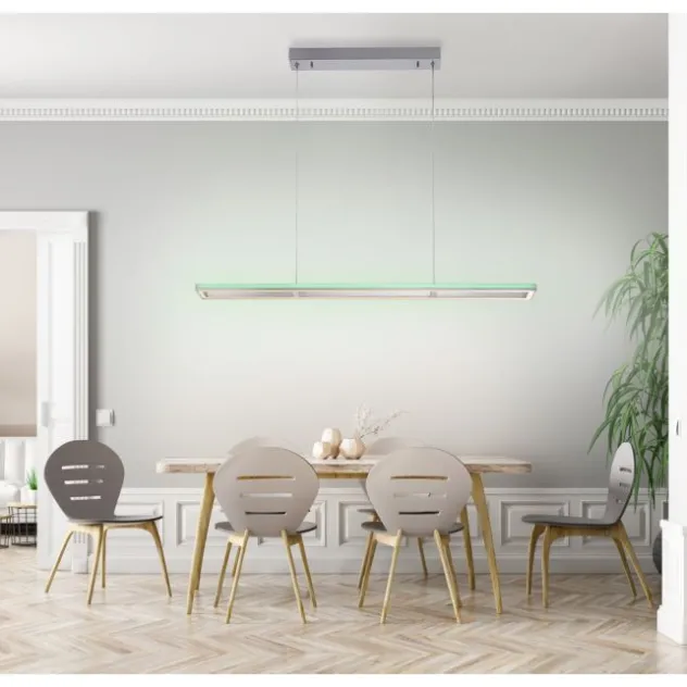 LED-Pendelleuchte, alufarben, Fernbedienung, RGB, CCT, Memory