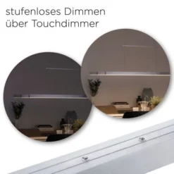 LED-Pendelleuchte, Alu, höhenverstellbar, ausziehbar, Touchdimmer