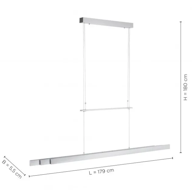 LED-Pendelleuchte, Alu, höhenverstellbar, ausziehbar, Touchdimmer