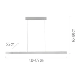 LED Pendelleuchte aluminium ADRIANA SQUARE, dimmer, ausziehbar, warm- bis kaltweiß