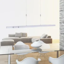 LED-Pendelleuchte, aluminiumfarben, lineare Form, verstellbare Leuchtkörper