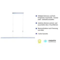 LED-Pendelleuchte, aluminiumfarben, lineare Form, verstellbare Leuchtkörper