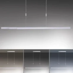 LED-Pendelleuchte, aluminiumfarben, lineare Form, verstellbare Leuchtkörper