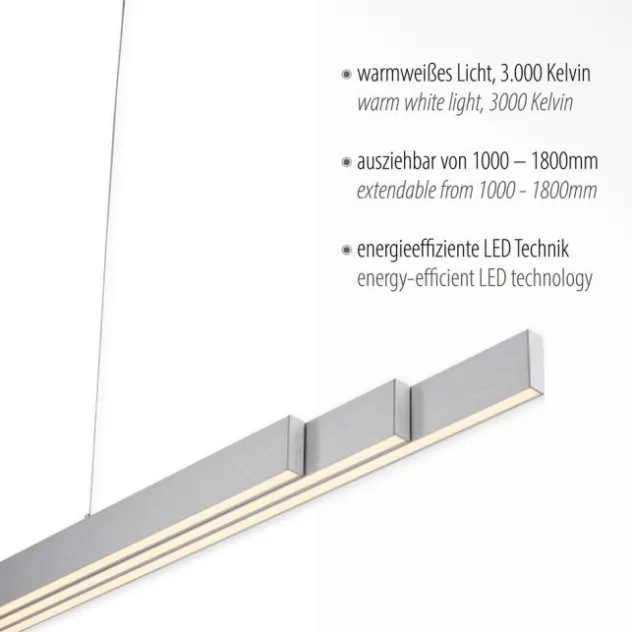 LED-Pendelleuchte, aluminium, höhenverstellbar, ausziehbar