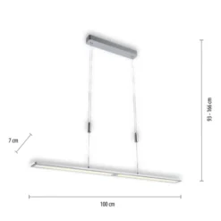 LED Pendelleuchte, aluminiumfarben, höhenverstellbar, dimmbar, modern