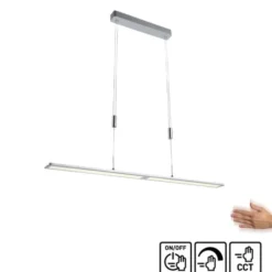 LED Pendelleuchte, aluminiumfarben, höhenverstellbar, dimmbar, modern