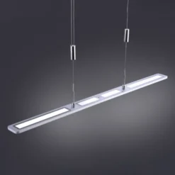 LED Pendelleuchte, aluminiumfarben, höhenverstellbar, dimmbar, modern
