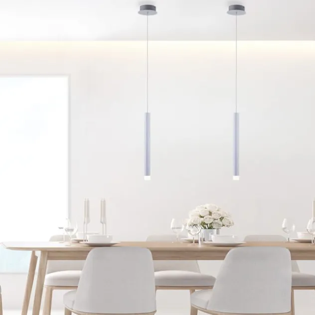 LED-Pendelleuchte Alu silber warmweiß, IP20, Innenleuchte