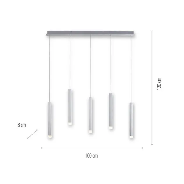 LED-Pendelleuchte Alu silber warmweiß, IP20, Innenleuchte